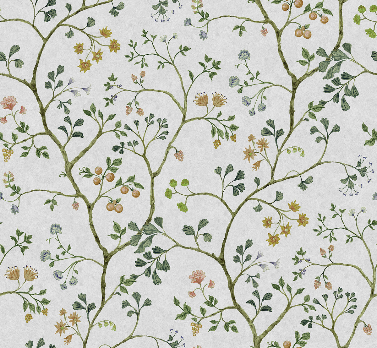 Song Tree wall mural by Rebel Walls in White – Pearl, flat swatch