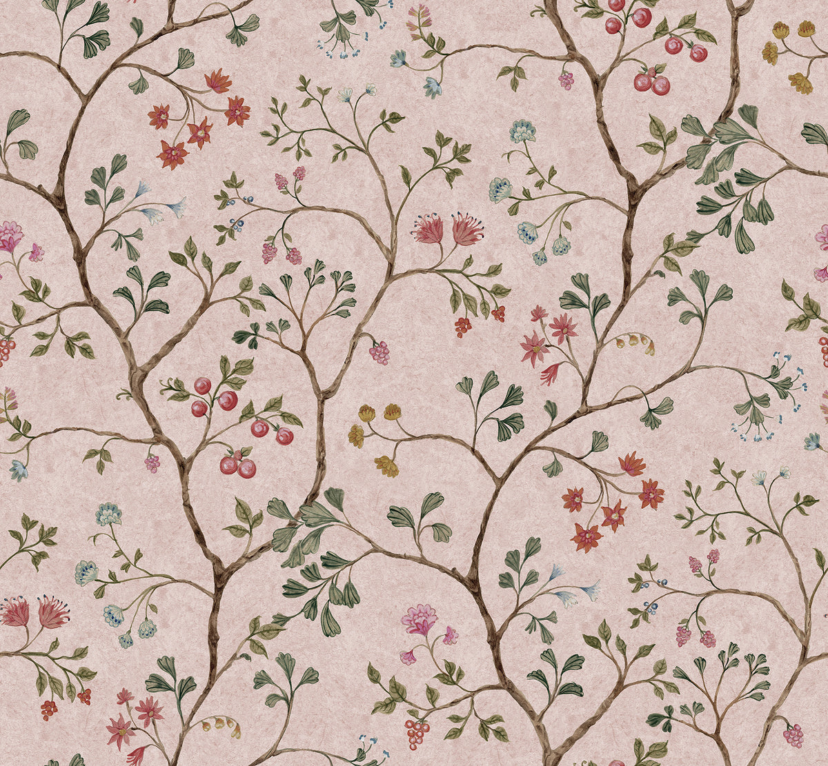 Song Tree wall mural by Rebel Walls in Pink – Pink Cherry, flat swatch