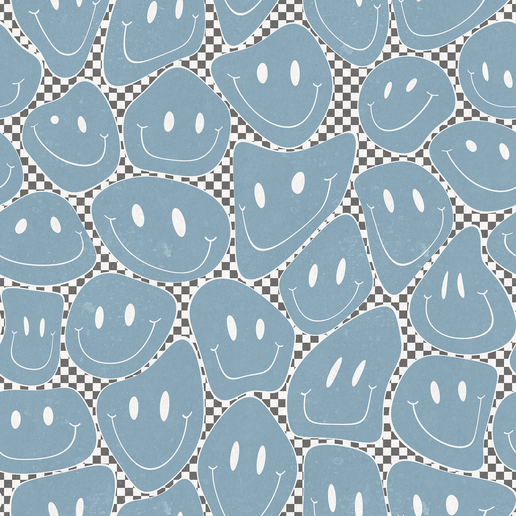 Happy Rebel wall mural by Rebel Walls in Blue – Blue Chess, flat swatch