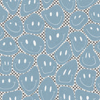 Happy Rebel wall mural by Rebel Walls in Blue – Blue Chess, flat swatch