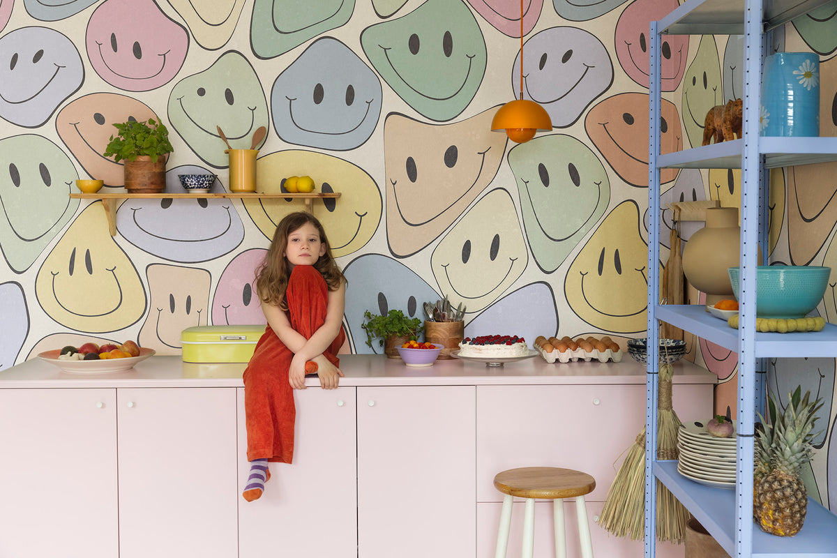 Happy Rebel wall mural by Rebel Walls in Multicolour – Colourful, styled room