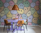 Happy Rebel wall mural by Rebel Walls in Multicolour – Colourful Chess, styled room