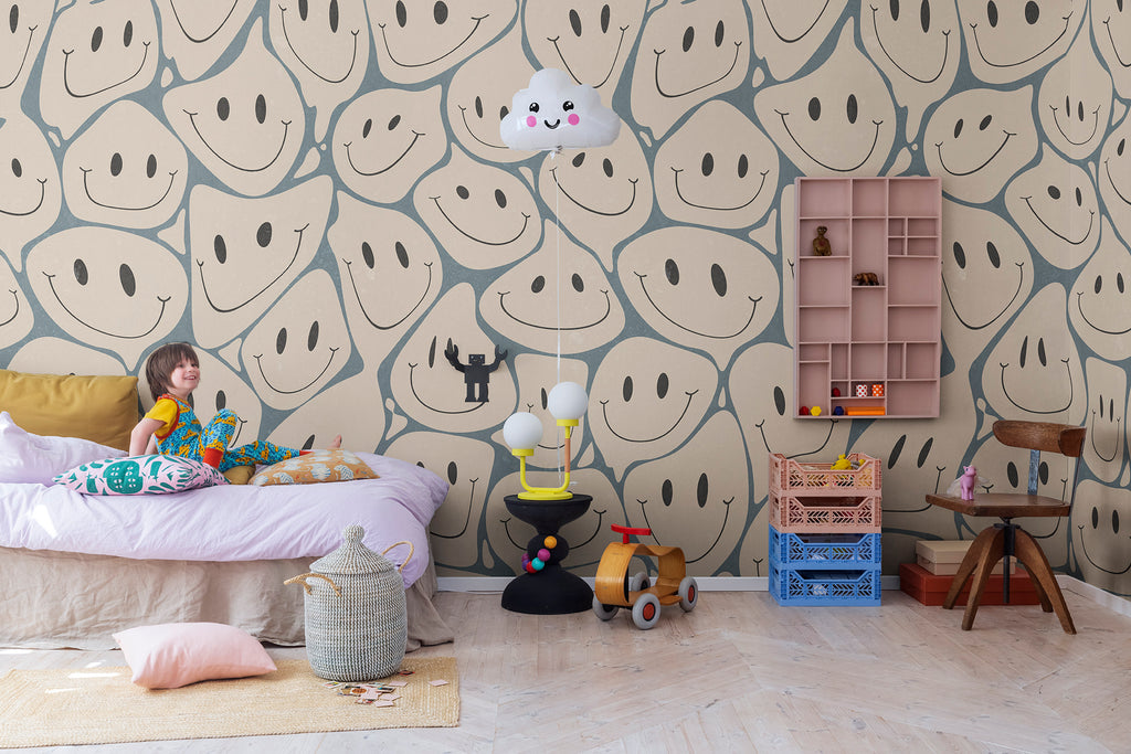 Happy Rebel wall mural by Rebel Walls in Beige – Peach, styled room