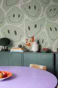 Happy Rebel wall mural by Rebel Walls in Green, styled room
