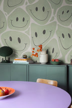 Happy Rebel wall mural by Rebel Walls in Green, styled room