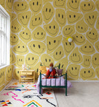 Happy Rebel wall mural by Rebel Walls in Yellow – Sunshine, styled room