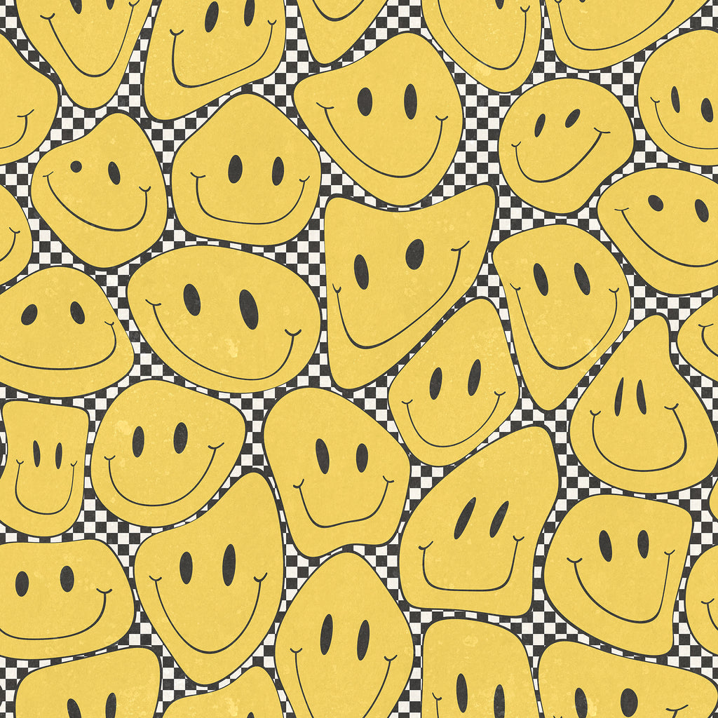 Happy Rebel wall mural by Rebel Walls in Yellow – Sunshine Chess, flat swatch