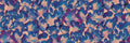 Corals wall mural by Rebel Walls, flat panel of painterly fan-shaped corals in blue and magenta on tan