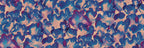 Corals wall mural by Rebel Walls, flat panel of painterly fan-shaped corals in blue and magenta on tan