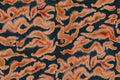 Guppy wall mural by Rebel Walls, flat panel of the burnt orange and dark navy watercolour swirl pattern