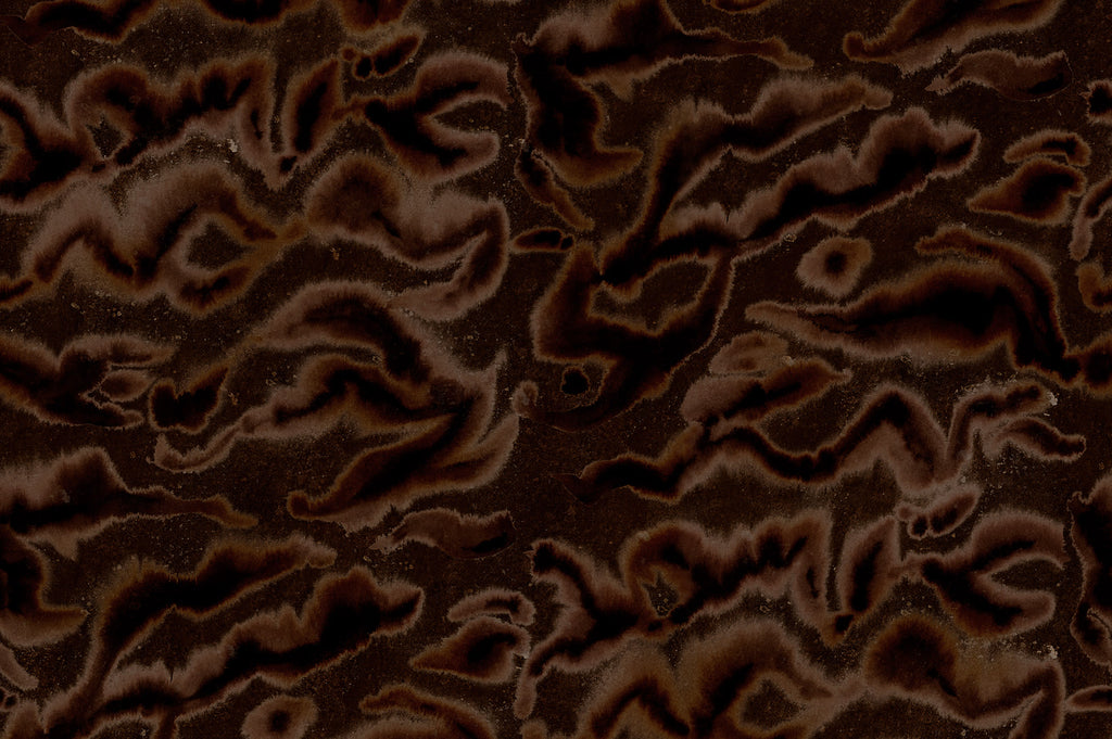 Guppy wall mural by Rebel Walls, flat panel of the deep chocolate brown watercolour swirl pattern