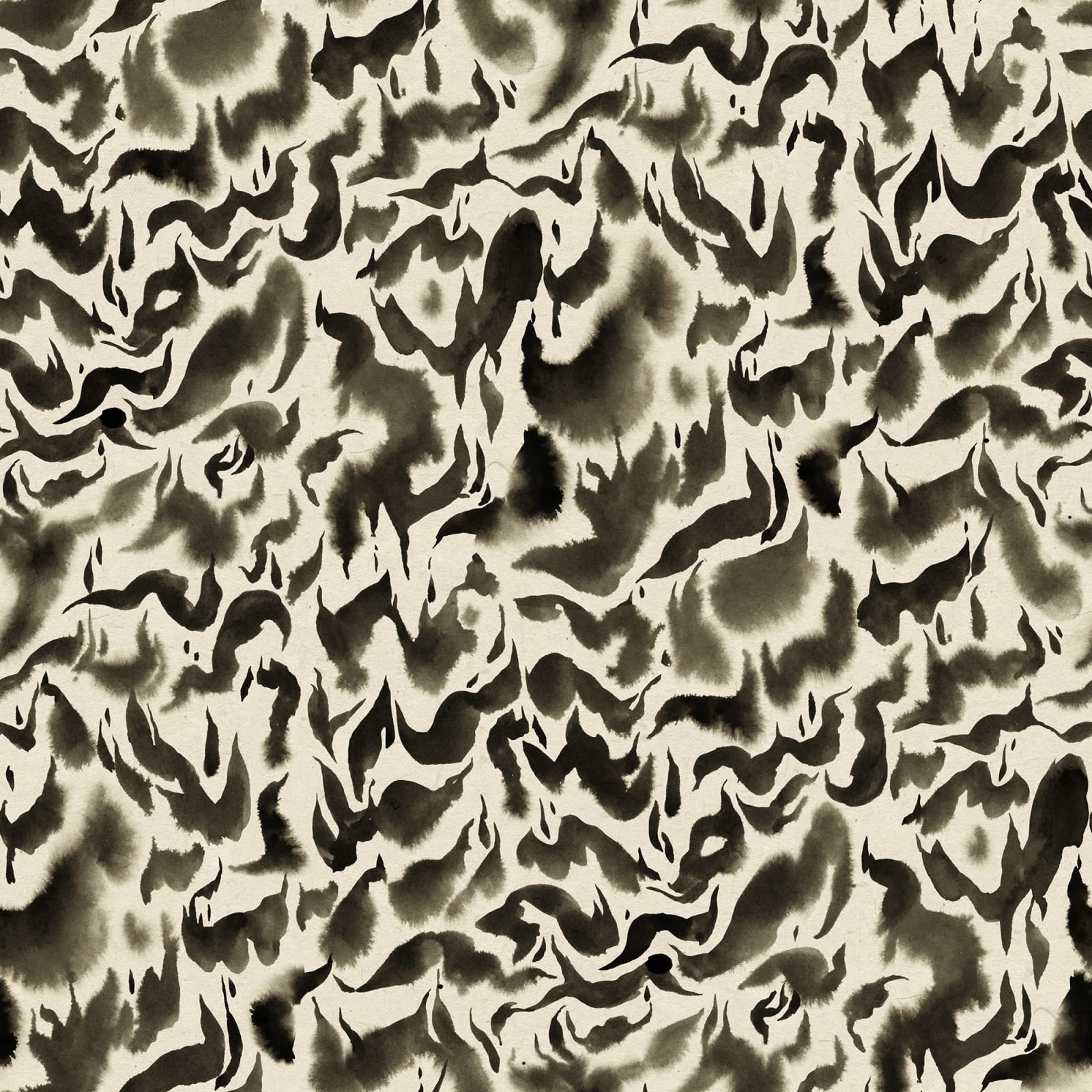 Discus Fish wall mural by Rebel Walls, flat panel of marbled watercolour swirls in black on cream