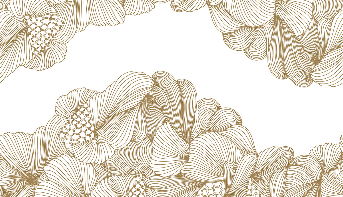 Opulence wall mural by Rebel Walls in White – Gold, flat swatch