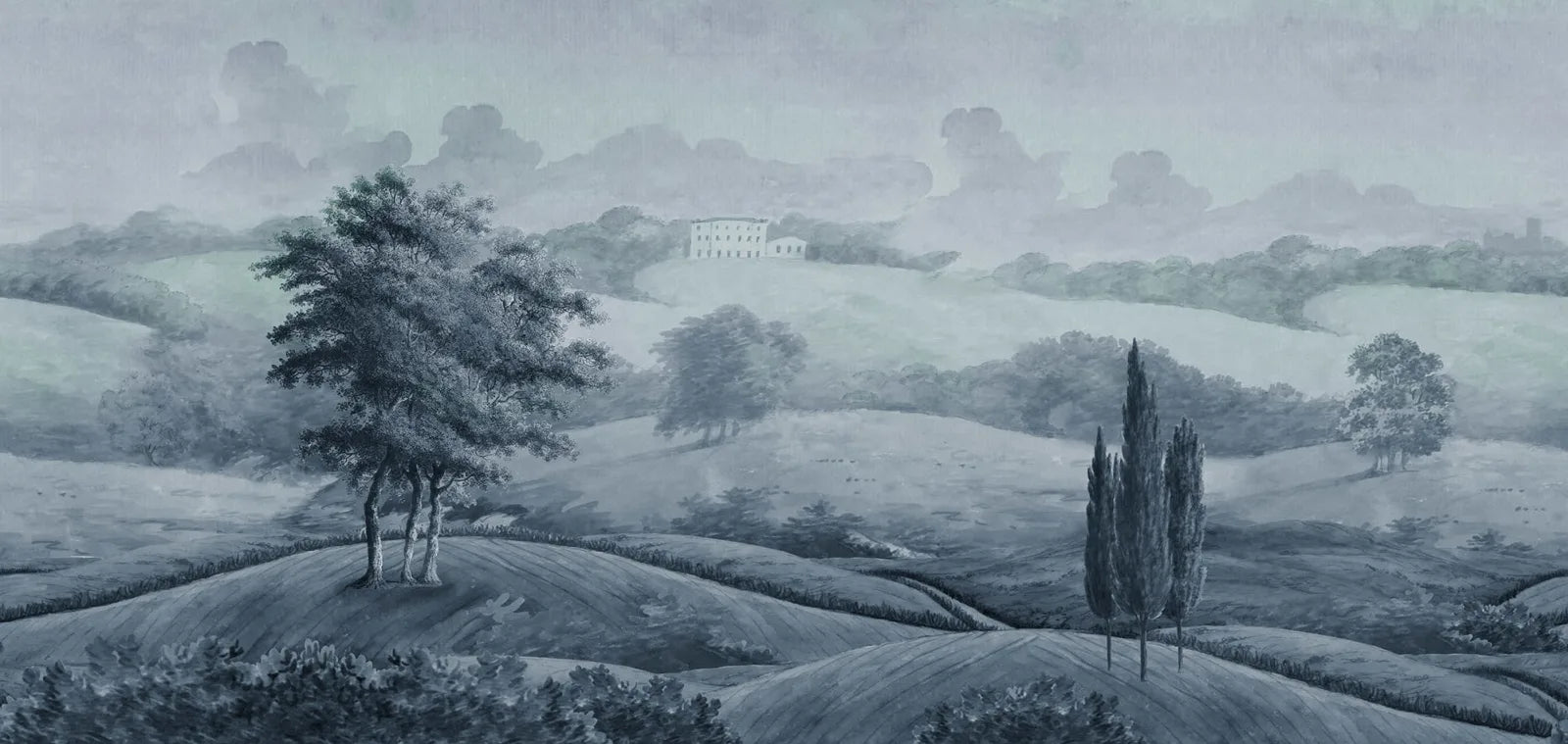 Hilltop House - Blue wallpaper swatch