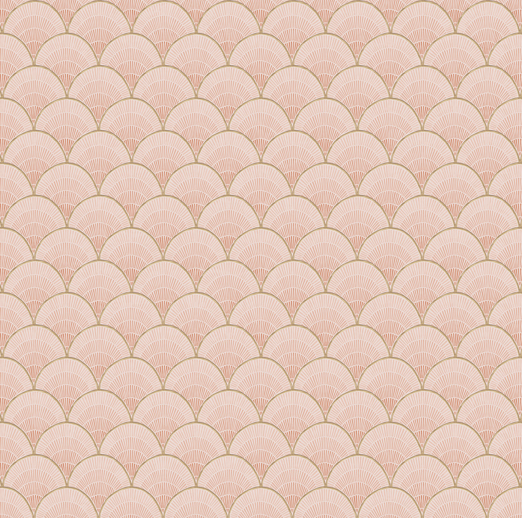 Marmaris wall mural by Rebel Walls in Coral Pink, flat swatch