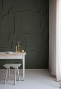 Abstract Wood wall mural by Rebel Walls in Green, styled room