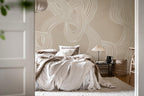Stripes Repeatable wall mural by Rebel Walls in Beige, styled room