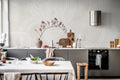 Stripes Repeatable wall mural by Rebel Walls in Cream, styled room