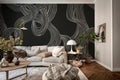 Stripes Repeatable wall mural by Rebel Walls in Black, styled room