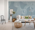 Stripes Repeatable wall mural by Rebel Walls in Blue, styled room