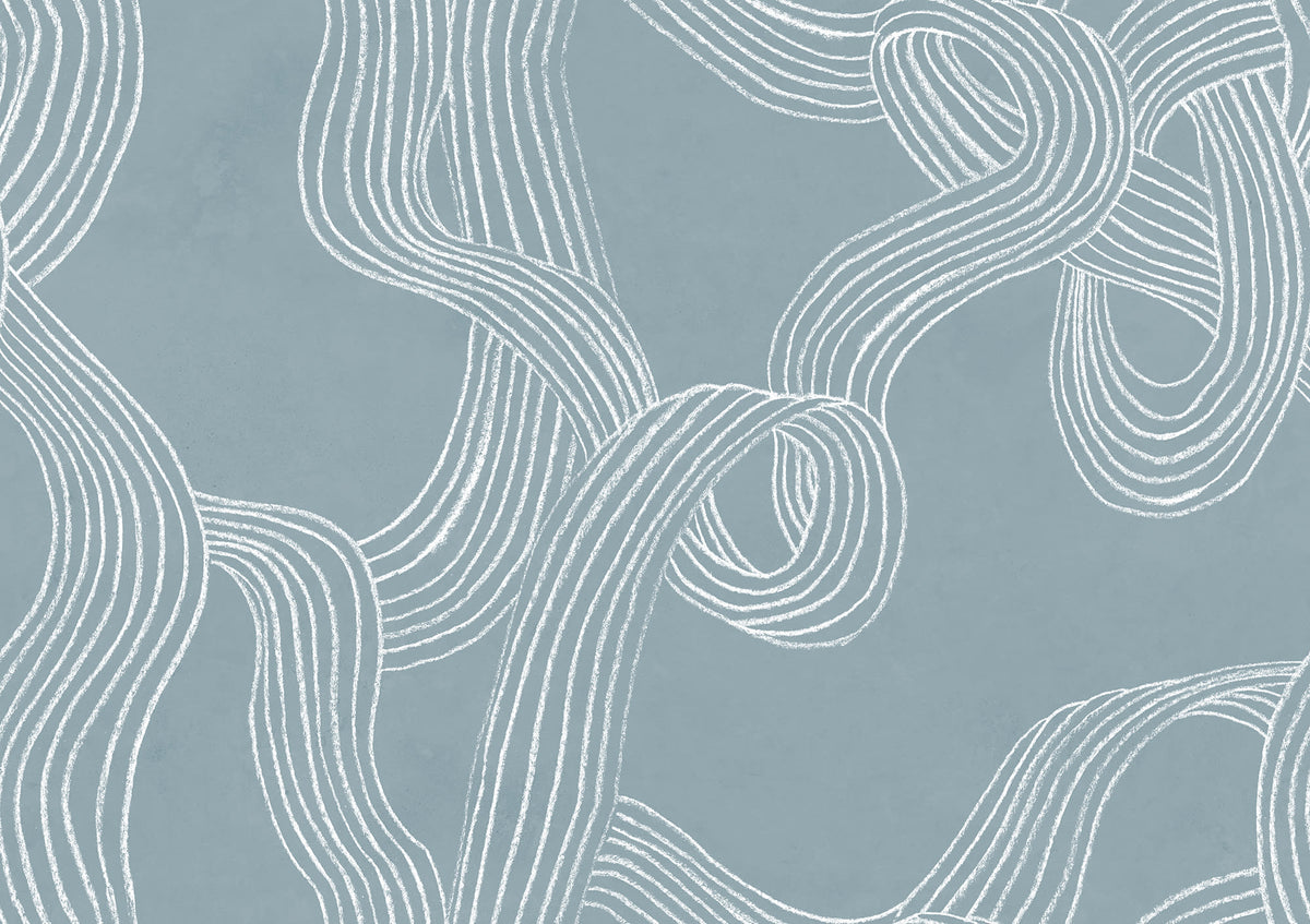 Stripes Repeatable wall mural by Rebel Walls in Blue, flat swatch
