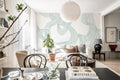 Stripes Repeatable wall mural by Rebel Walls in Green – Mint, styled room