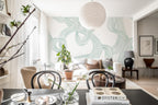 Stripes Repeatable wall mural by Rebel Walls in Green – Mint, styled room