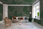 Stripes Repeatable wall mural by Rebel Walls in Green, styled room