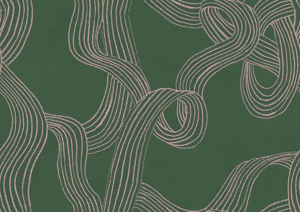 Stripes Repeatable wall mural by Rebel Walls in Green, flat swatch