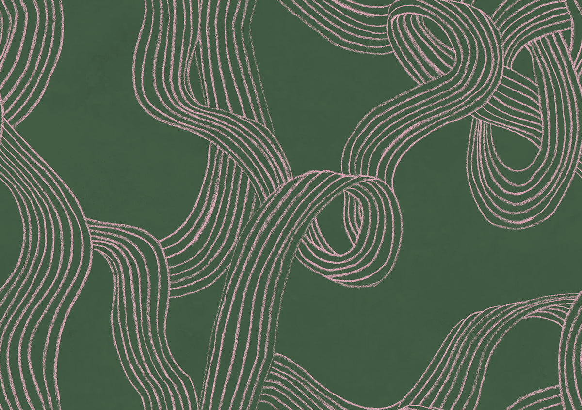 Stripes Repeatable wall mural by Rebel Walls in Green, flat swatch