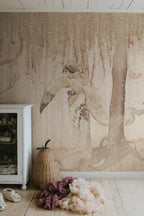 Dream Forest Girl kids wall mural by Rebel Walls in pink tones, styled in a nursery