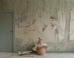 Dream Forest Girl kids wall mural by Rebel Walls in green tones, styled in a nursery