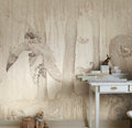 Dream Forest Girl kids wall mural by Rebel Walls in white tones, styled in a nursery