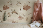 Flying Circus kids wall mural by Rebel Walls in white tones, styled in a nursery