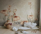 Bloomy Fields of Marion kids wall mural by Rebel Walls in green tones, styled in a nursery