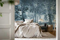 Lovers Forest wall mural by Rebel Walls in Blue, styled room