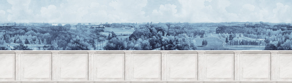 Panorama Views wall mural by Rebel Walls in Blue, flat swatch