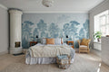 Scandinavian Bellewood wall mural by Rebel Walls in Blue, styled room