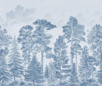 Scandinavian Bellewood wall mural by Rebel Walls in Blue – Misty Blue, flat swatch