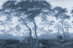 The Green Forest wall mural by Rebel Walls in Blue, flat swatch