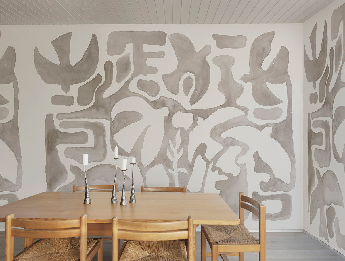 Harmony Forms wall mural by Rebel Walls in Beige, styled room