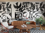 Harmony Forms wall mural by Rebel Walls in Black, styled room