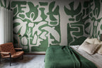 Harmony Forms wall mural by Rebel Walls in Green, styled room