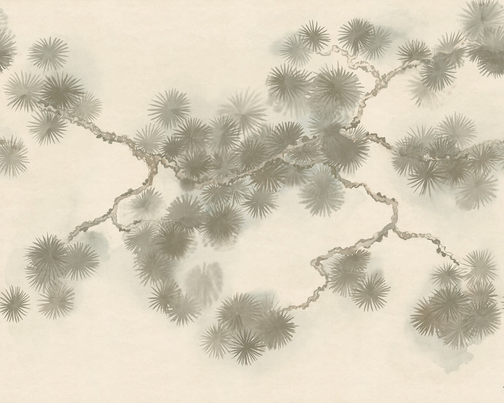 Pine Branch wall mural by Rebel Walls in Beige, flat swatch