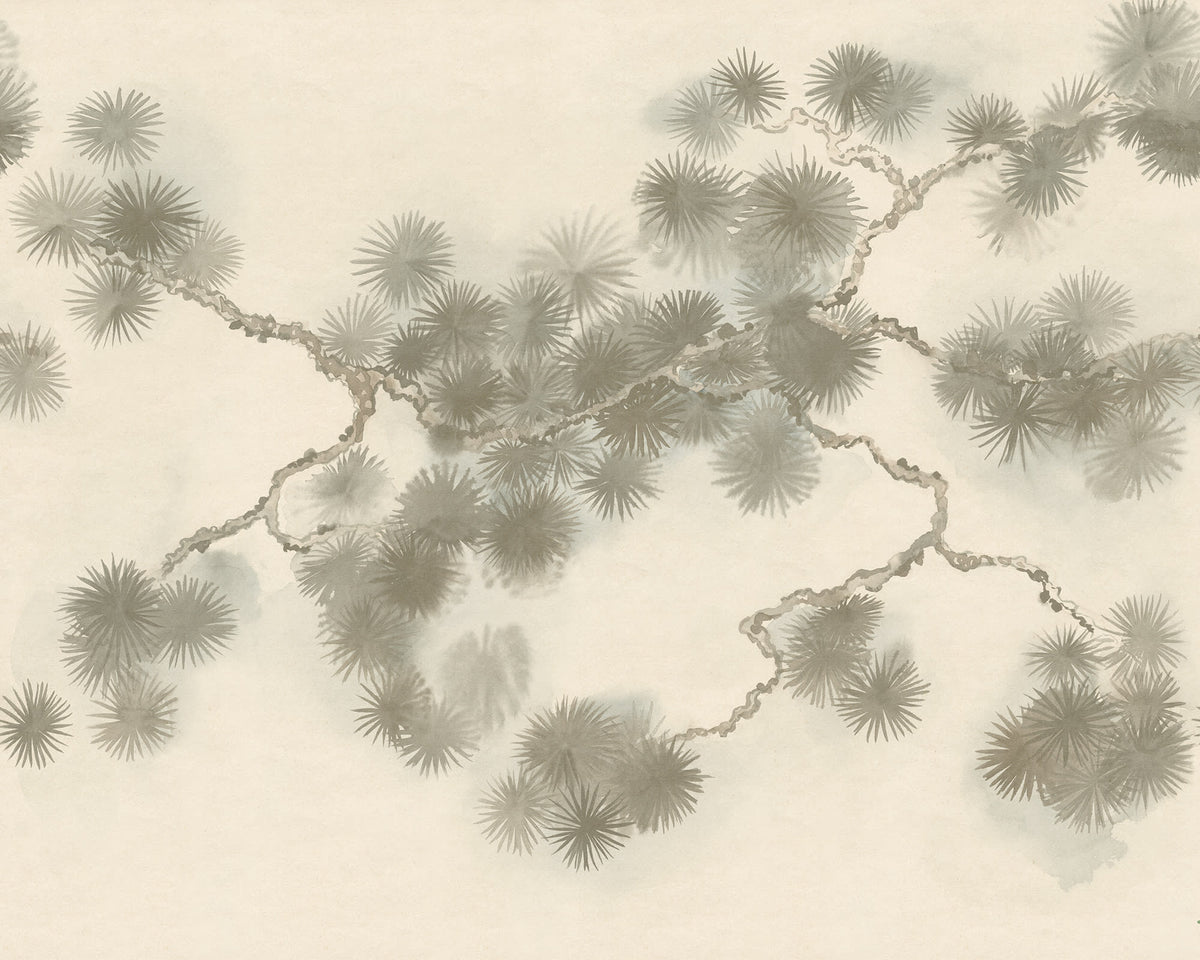 Pine Branch wall mural by Rebel Walls in Beige, flat swatch