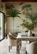 Vintage Palms wall mural by Rebel Walls in Green, styled room