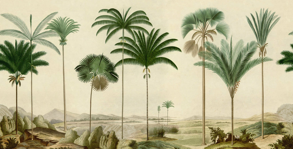 Vintage Palms wall mural by Rebel Walls in Green, flat swatch