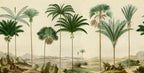 Vintage Palms wall mural by Rebel Walls in Green, flat swatch