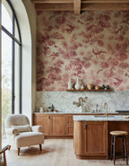 Humming Harmony wall mural by Rebel Walls in Red, styled room