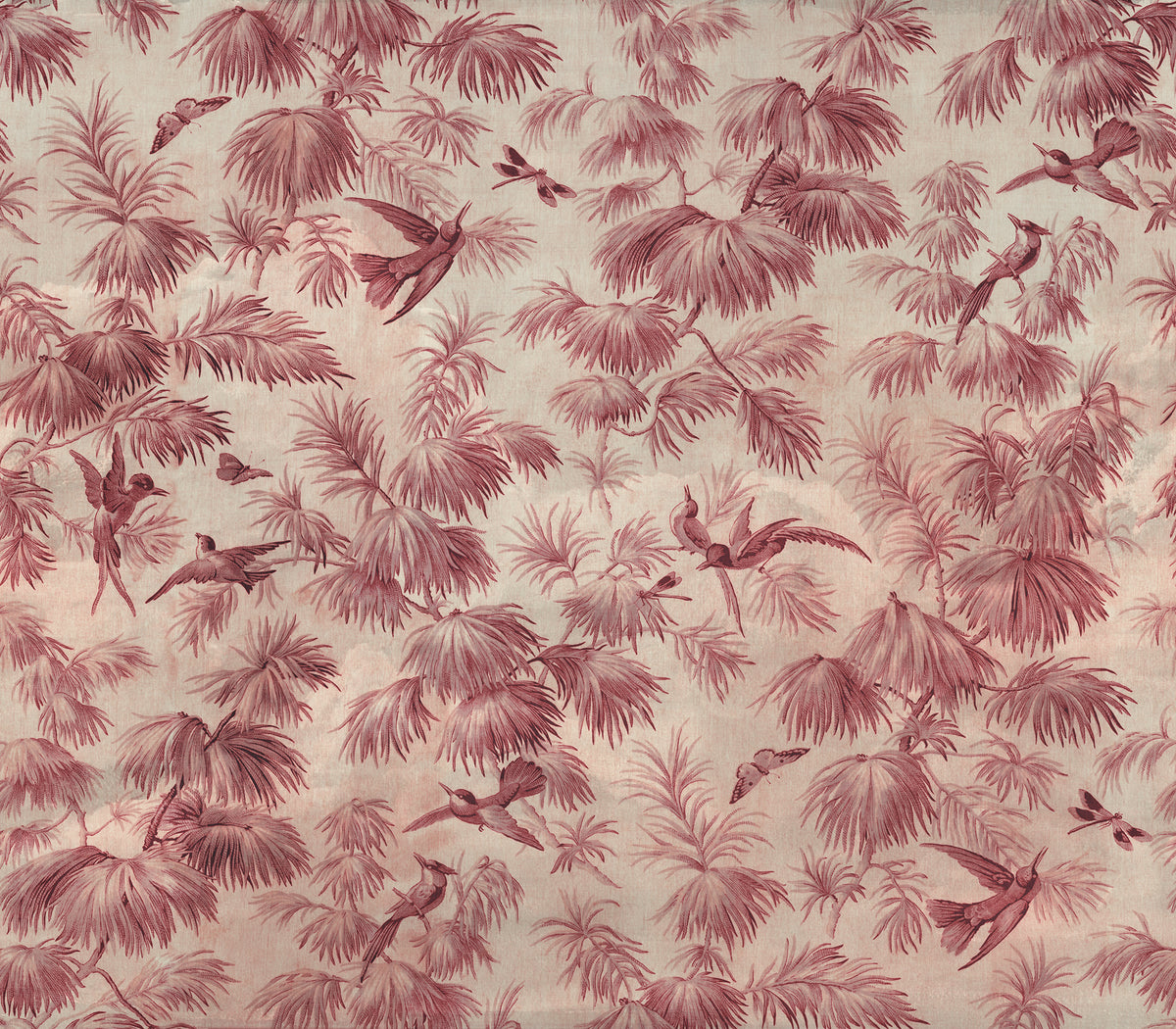 Humming Harmony wall mural by Rebel Walls in Red, flat swatch